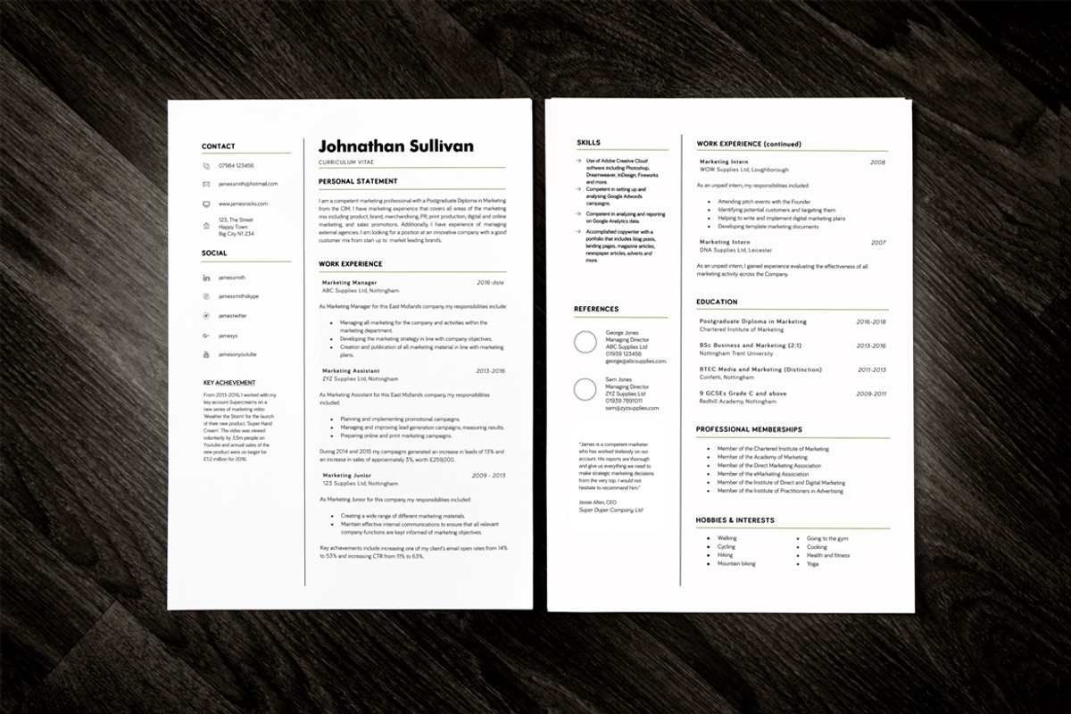 Word A4 CV Resume & Business Card, a Resume Template by Giallo (Photo 3 of 5)