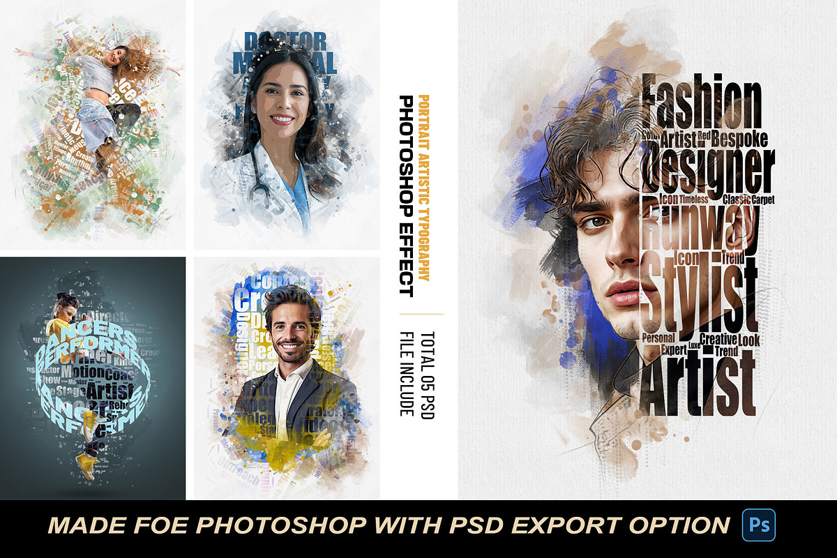 Typography Portrait Artistic Effect, an Action Add-On by MRI STUDIO (Photo 1 of 28)