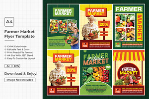 Farmer market flyer template bundle