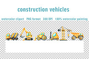 Construction vehicles watercolor set, a Transportation Illustration by SabinaWatercolorArt (Thumbnail 11 of 20)