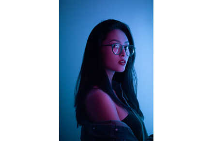 Studio Portrait of Asian Woman Over, a Person Photo by Emotion photo