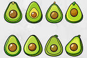 Cartoon Avocado Vector Clipart Set, a Food Illustration by newminddesign (Thumbnail 1 of 8)