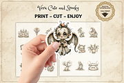 Cute Spooky Halloween Fussy, a Seasonal Illustration by Print Haven Mochi Vintage (Thumbnail 3 of 6)