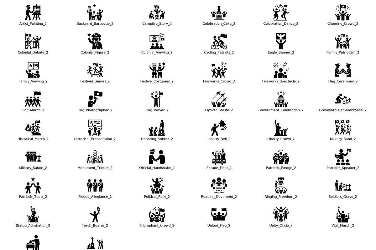 Independence Day Celebration icons, an Icon by Symbolic Language