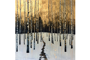 Golden Winter Forest Scene with, an Illustration by Lermont51