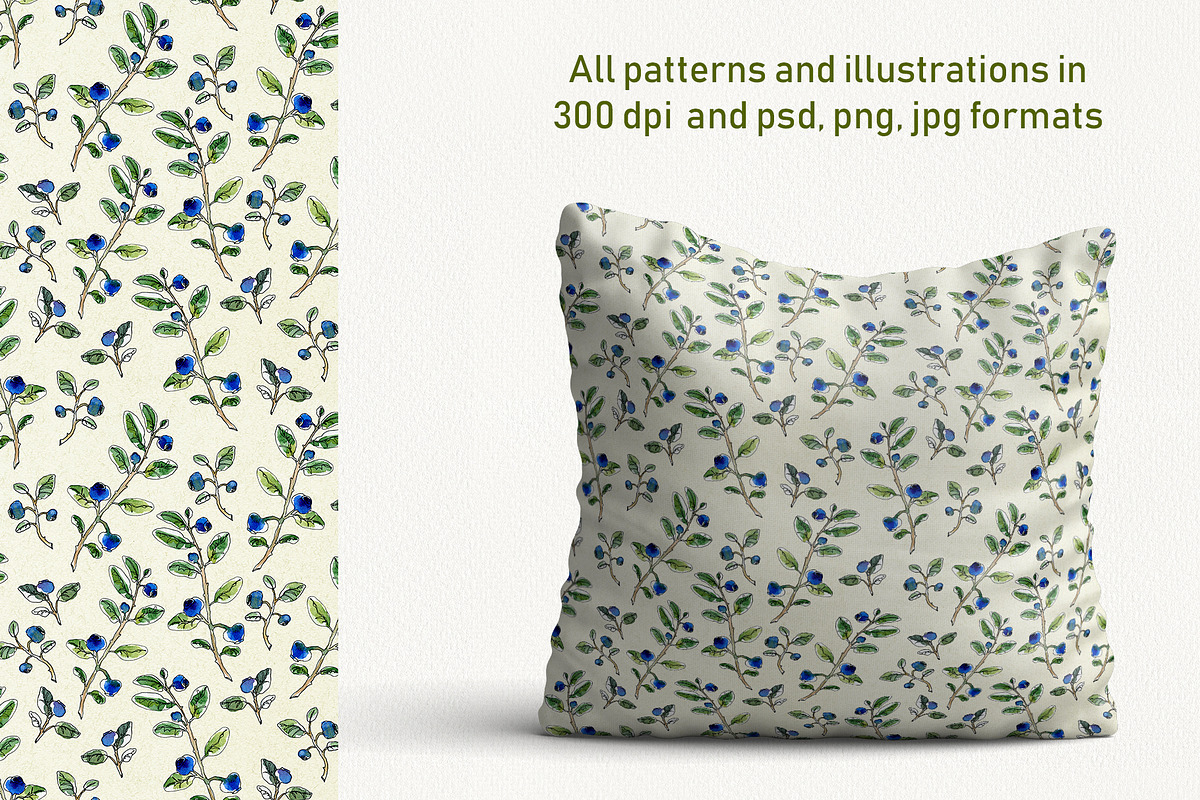 Watercolor berries and herbs clipart, a Pattern Graphic by Dina Guiter (Photo 3 of 8)