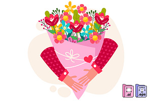 Romantic Bouquet Love Illustration, a Seasonal Illustration by MISS CHATZ