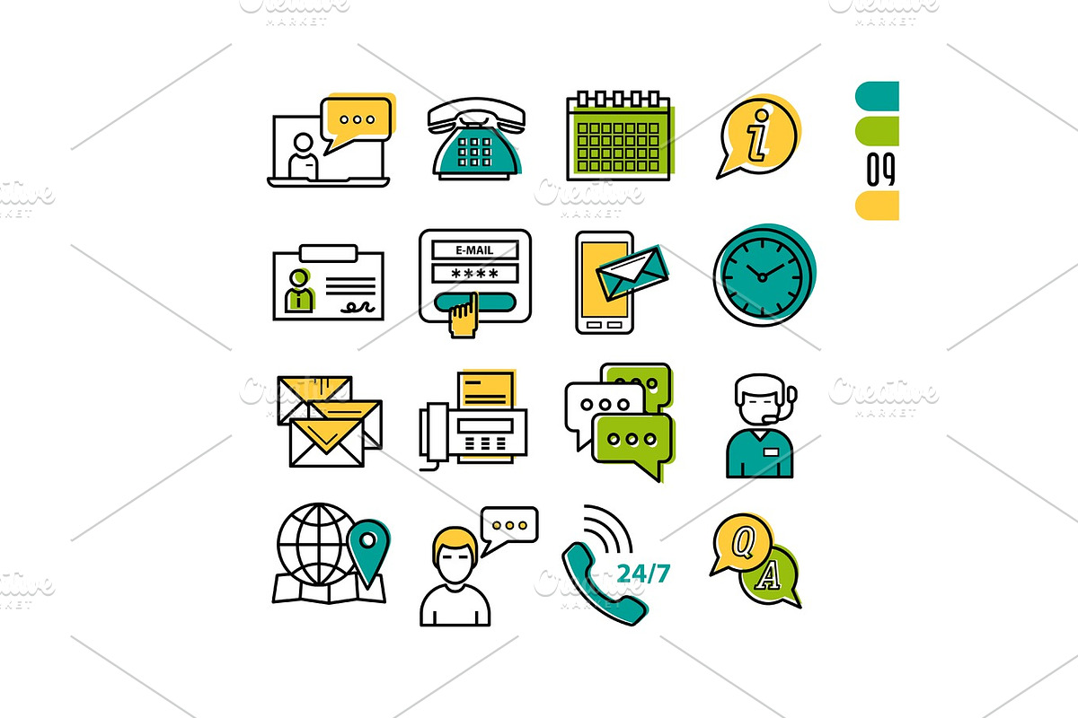 Online Support - linear icons, a Technology Illustration by Vasser