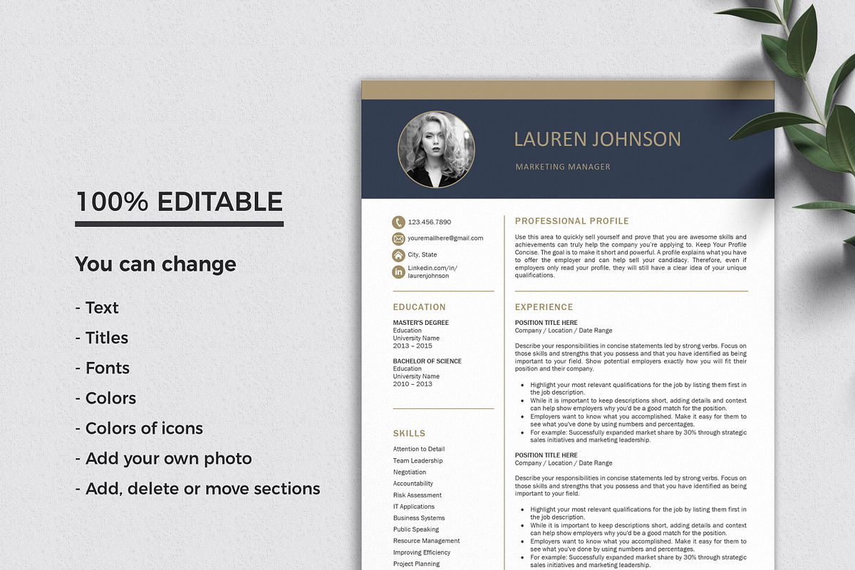 Resume Template | CV + Cover Letter, a Resume Template by Klamp Studio (Photo 5 of 5)