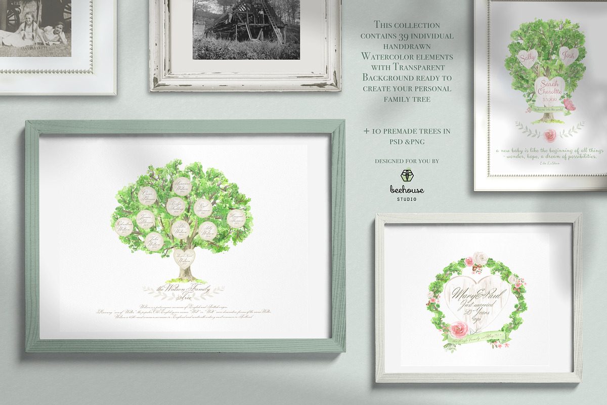 Watercolor Family Tree Creator, a Decorative Illustration by beehouse studio (Photo 5 of 6)