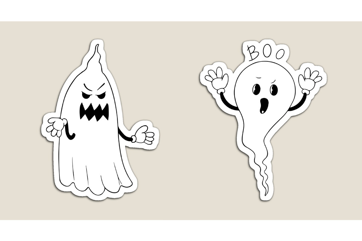 Rubber Hose Halloween Ghosts vector, a Seasonal Illustration by ChubbyBunny Art (Photo 9 of 11)