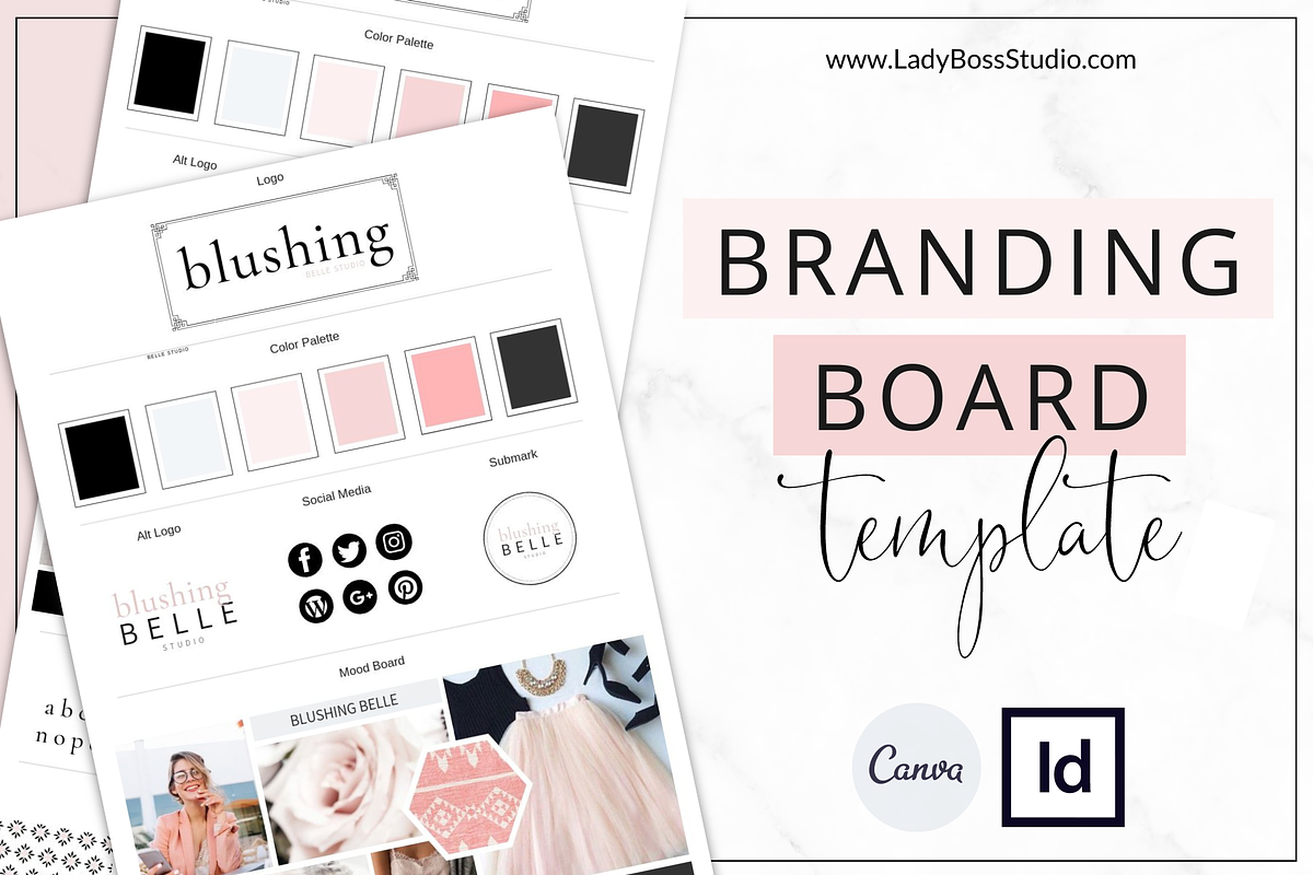 Brand Board Template Canva InDesign, a Branding & Logo Template by Lady Boss Studio (Photo 1 of 3)