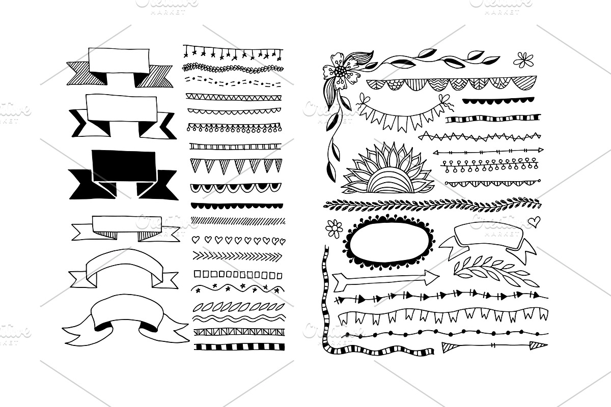 800+ DOODLE ELEMENTS SET, a Templates & Theme by karakotsya (Photo 7 of 24)