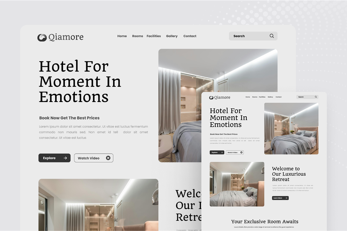 Qiamore - Luxury Hotel Landing Page, a Landing Page Template by SquidPixey (Photo 2 of 5)