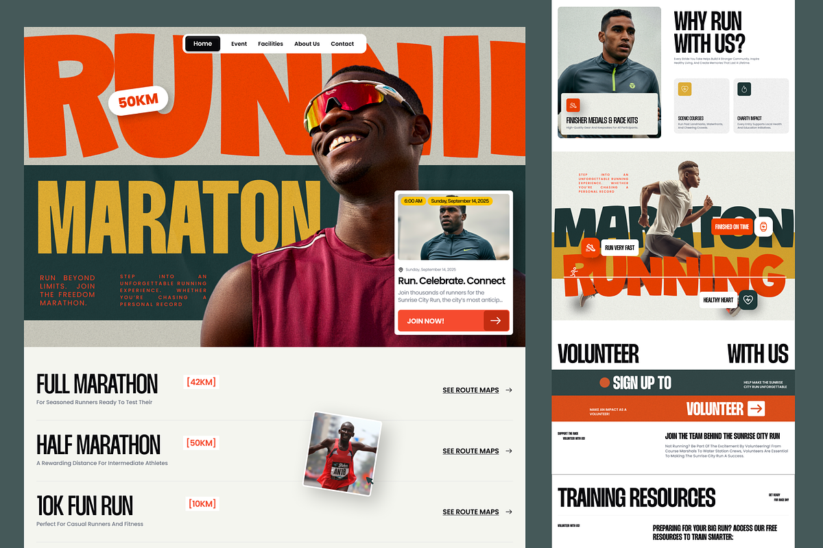 Runway Running Marathon Event, an UI Kit Template by Sans Design