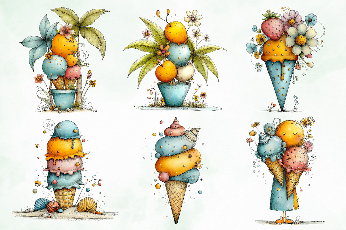 Whimsical Summer Beach Ice Cream, an Object Illustration by Creative Art (Photo 5 of 8)