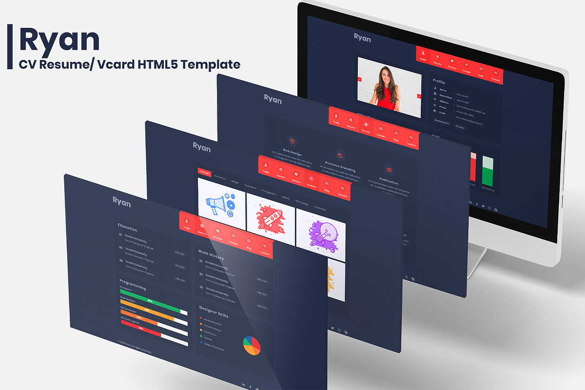 Ryan-CV Resume/ Vcard HTML5 Template, a HTML Template by RiveupDigital