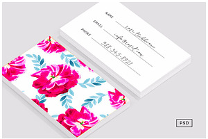 Fluorescent Florals Business Card