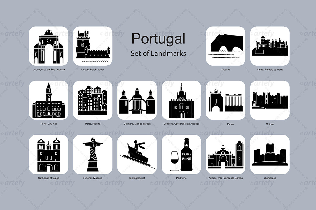 Portugal landmark icons (16x), an Icon by Artefy's Graphic Bar (Photo 2 of 2)