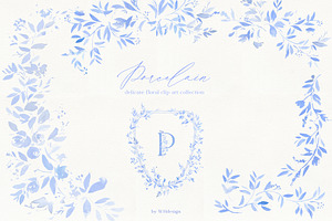 Porcelain Cobalt Blue Floral Clipart