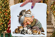 Whimsical Grandma with Kittens PNG, an Illustration by Craft Nest (Thumbnail 5 of 9)