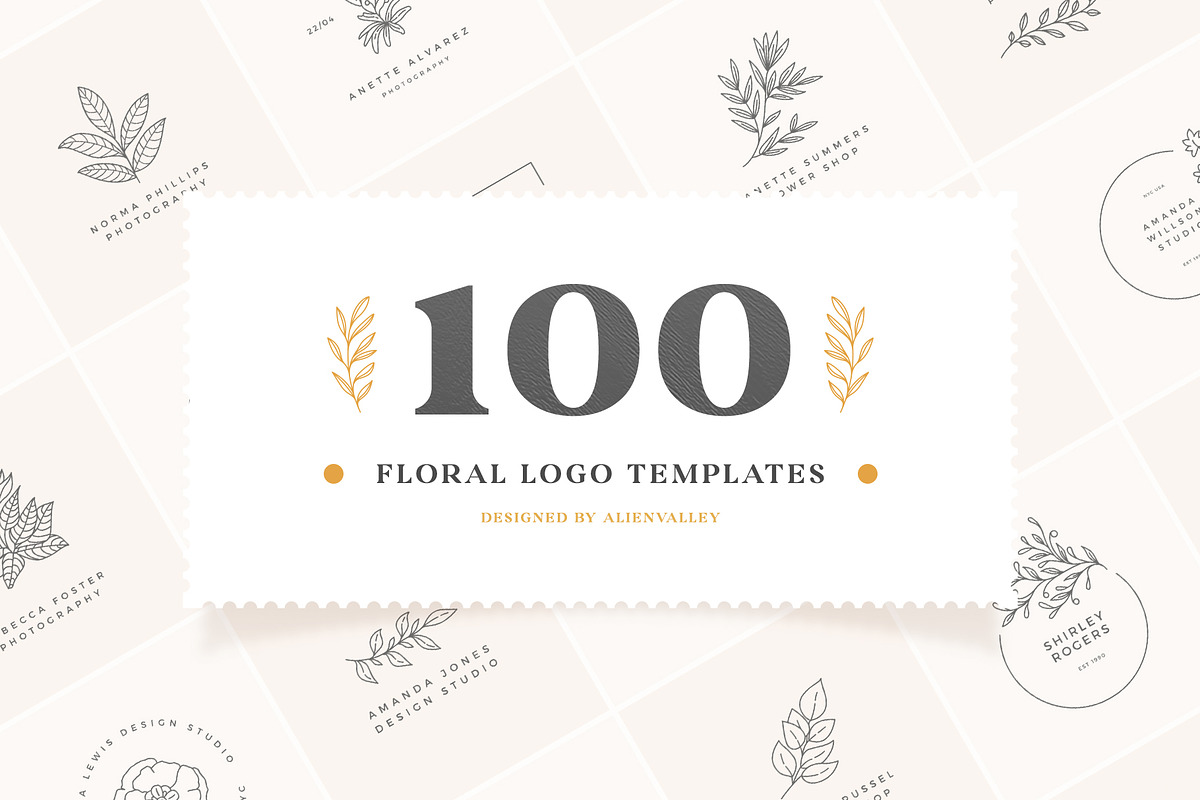 100 Floral Logo Templates, a Branding & Logo Template by AlienValley (Photo 1 of 9)