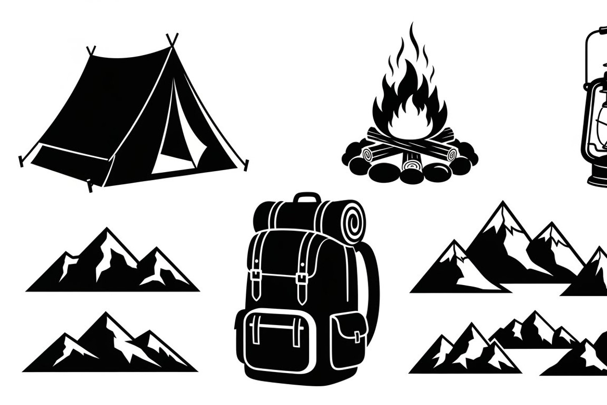Camping Adventure Silhouette Icon, an Illustration by Artivon (Photo 44 of 51)