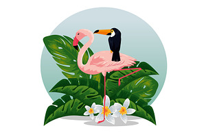 Tropical Flamish With Toucan And