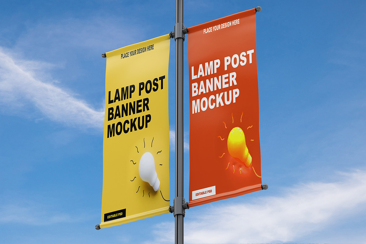 Lamp Post Banner Mockup, a Product Mockup by Designbuys (Photo 11 of 20)
