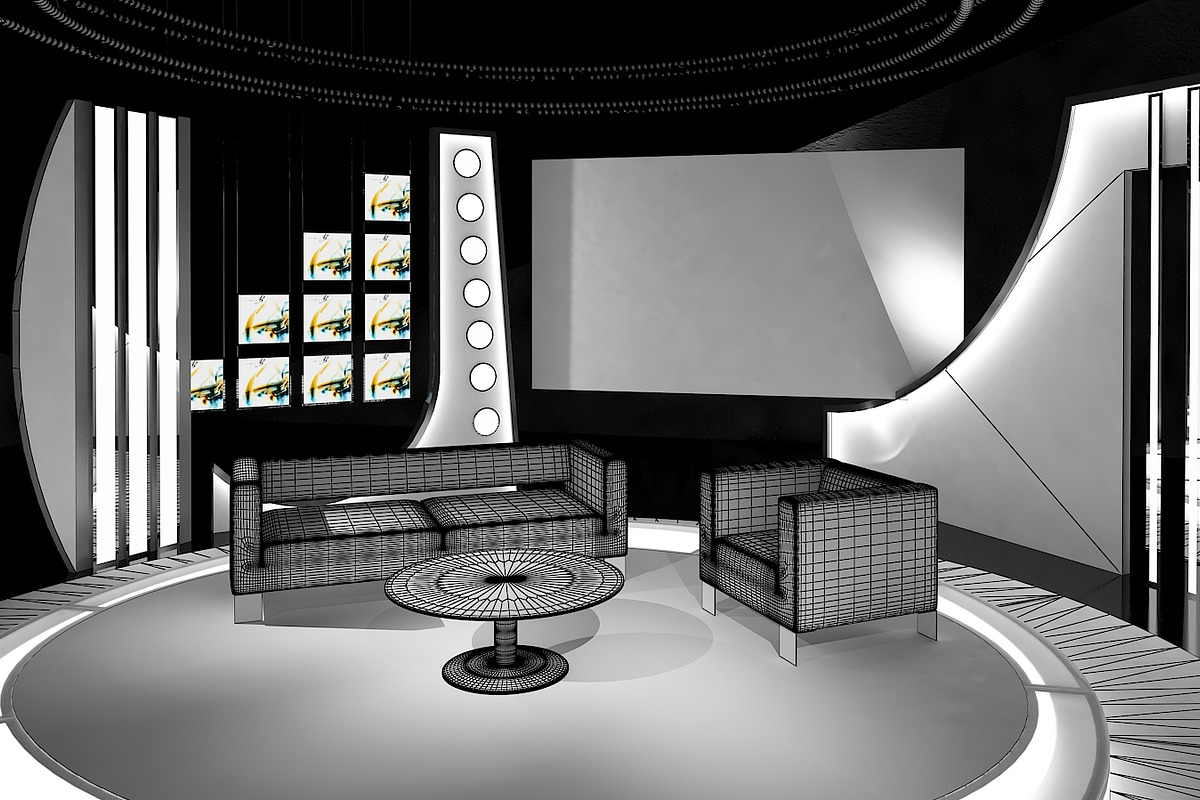 Virtual TV Studio Chat Set 19, a Furniture 3D Model by akerStudio (Photo 10 of 13)