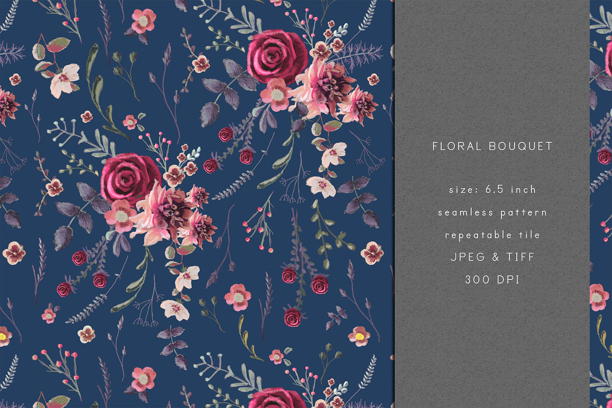 Floral Bouquet Seamless Pattern, a Pattern Graphic by Tatra Cottage Designs (Photo 1 of 3)