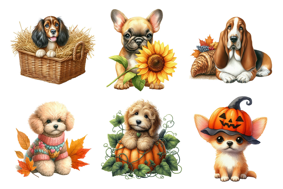Watercolor Autumn Dog Clipart, an Illustration by Daily.Designs (Photo 4 of 5)