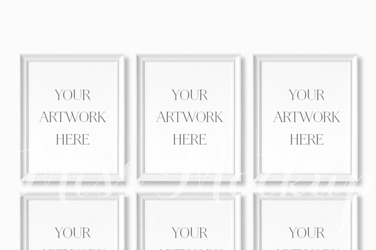Set Of 6 White Frames Mockup, a Print Template by Miss Mockup