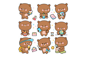 Kawaii bear. Cute funny bears, an Animal Illustration by Valerie Bodnar