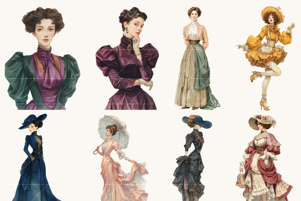 Victorian lady Clipart Bundle, a Person Illustration by BusyDaydesign (Photo 7 of 9)