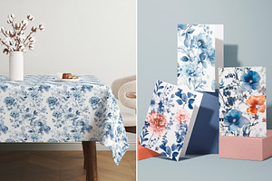 Romantic Blue Flowers Patterns