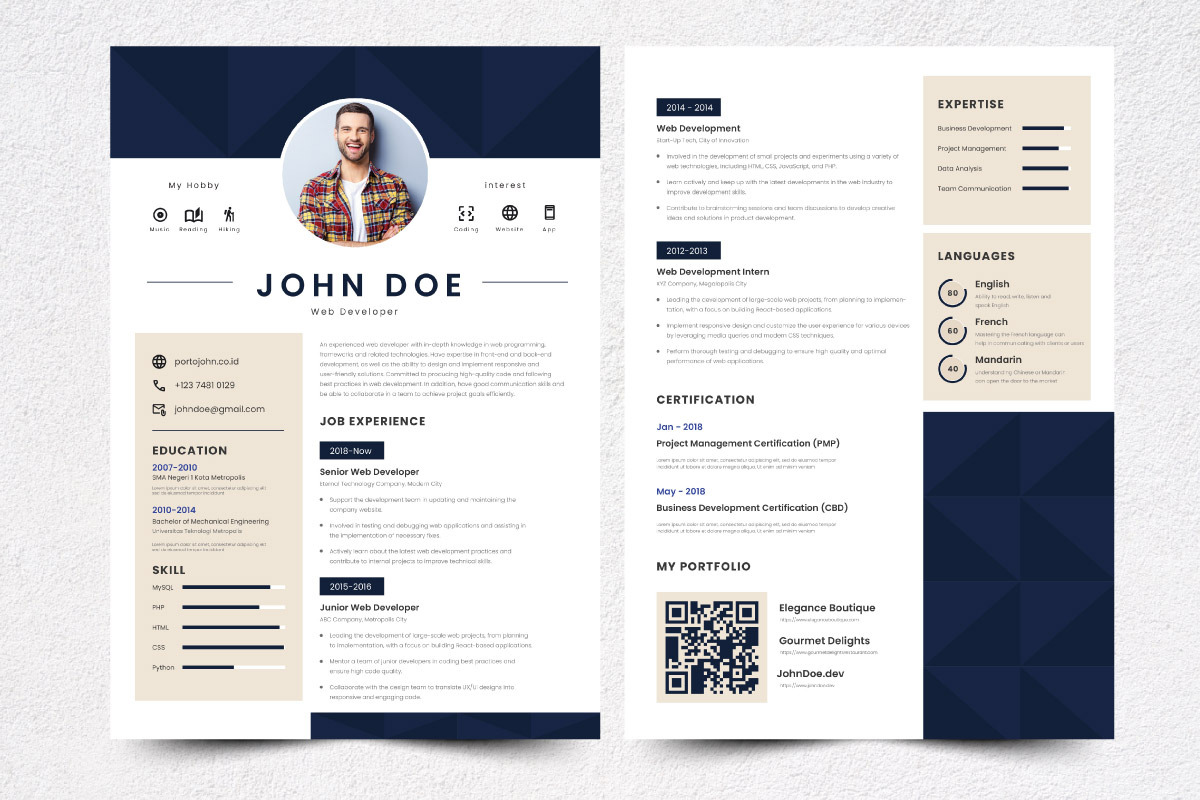 Resume / CV Web Developer V1, a Resume Template by twinstd (Photo 3 of 3)