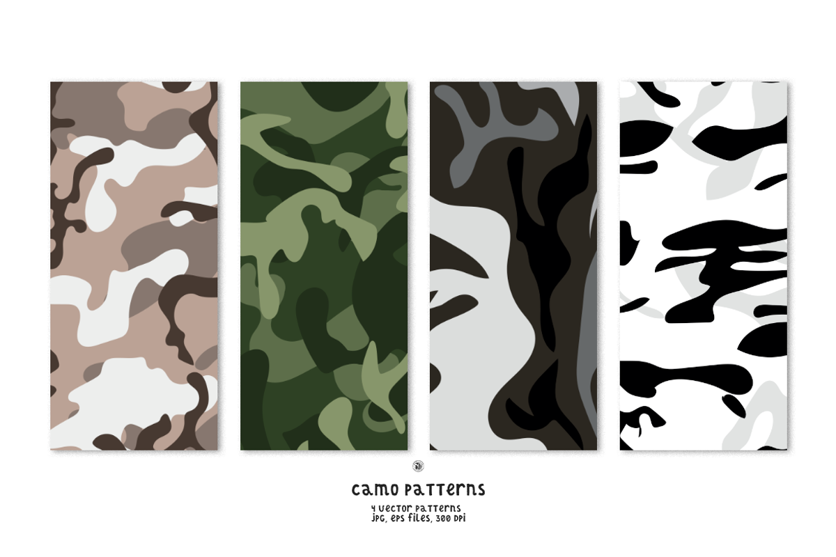 Camo Vector Patterns, a Pattern Graphic by Bloomart Studio