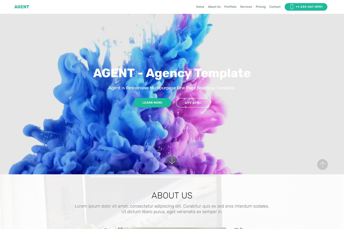 AGENT -OnePage Multipurpose Template, a Bootstrap Template by AleksandarUrosevic (Photo 2 of 2)