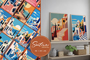 Flat Vector Santorini Serenity Print, a Background Graphic by Vibrand Studio (Thumbnail 3 of 9)