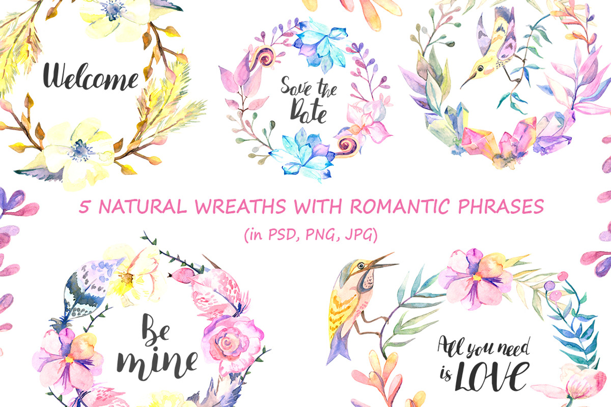 Romantic garden. Watercolor design, an Illustration by Kseniya_design (Photo 7 of 10)