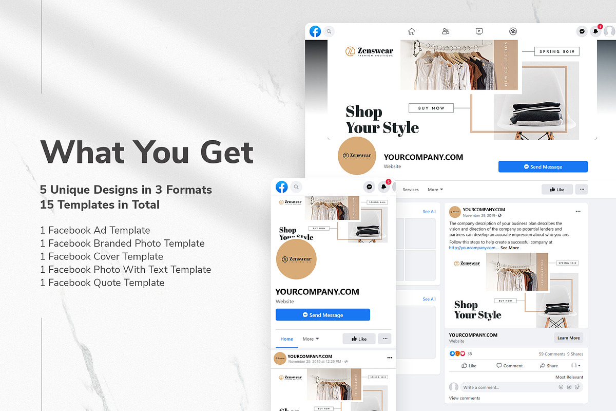 Boutique Facebook Materials, a Social Media Template by TemplatesNow!