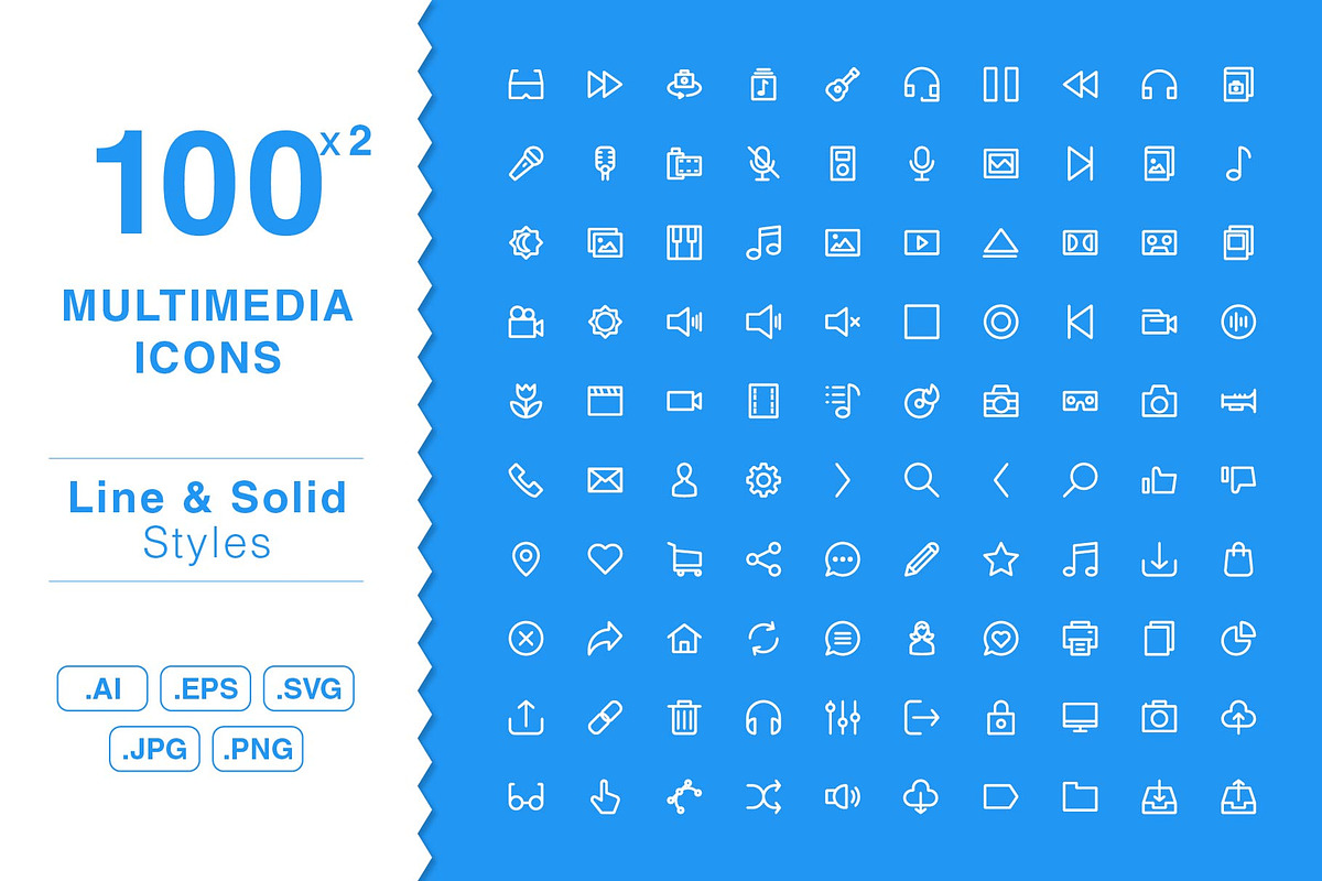 Multimedia Line & Solid Icons Pack, an Icon by rexxar studio