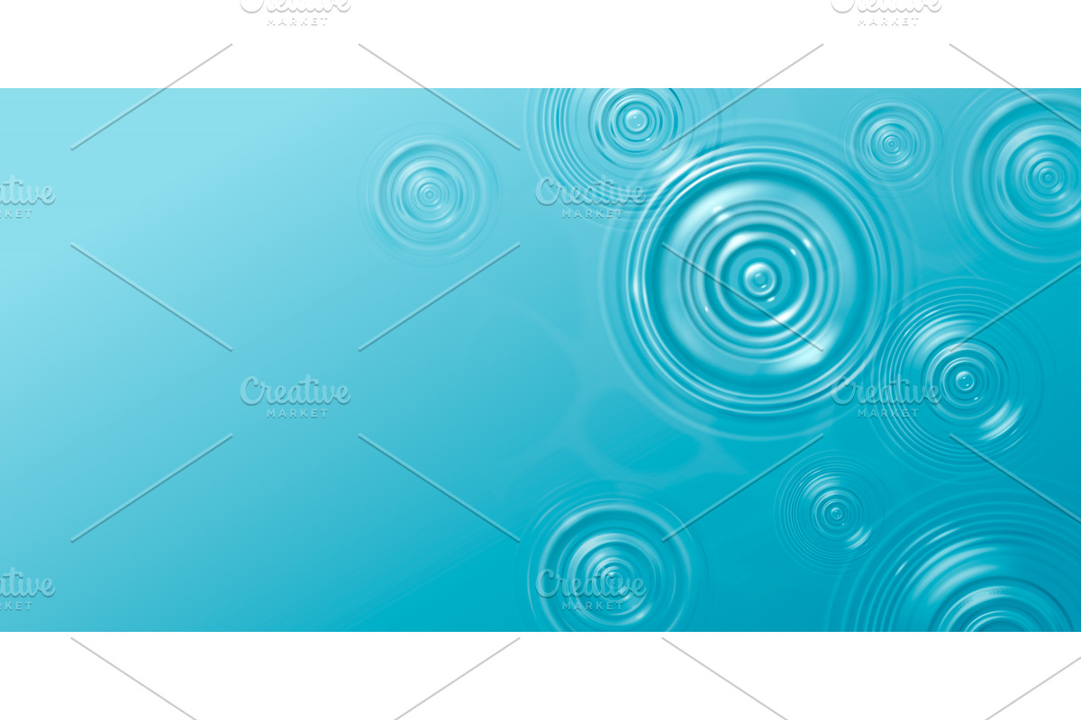 Water drop ripple effect on blue, an Illustration by art PVP - market