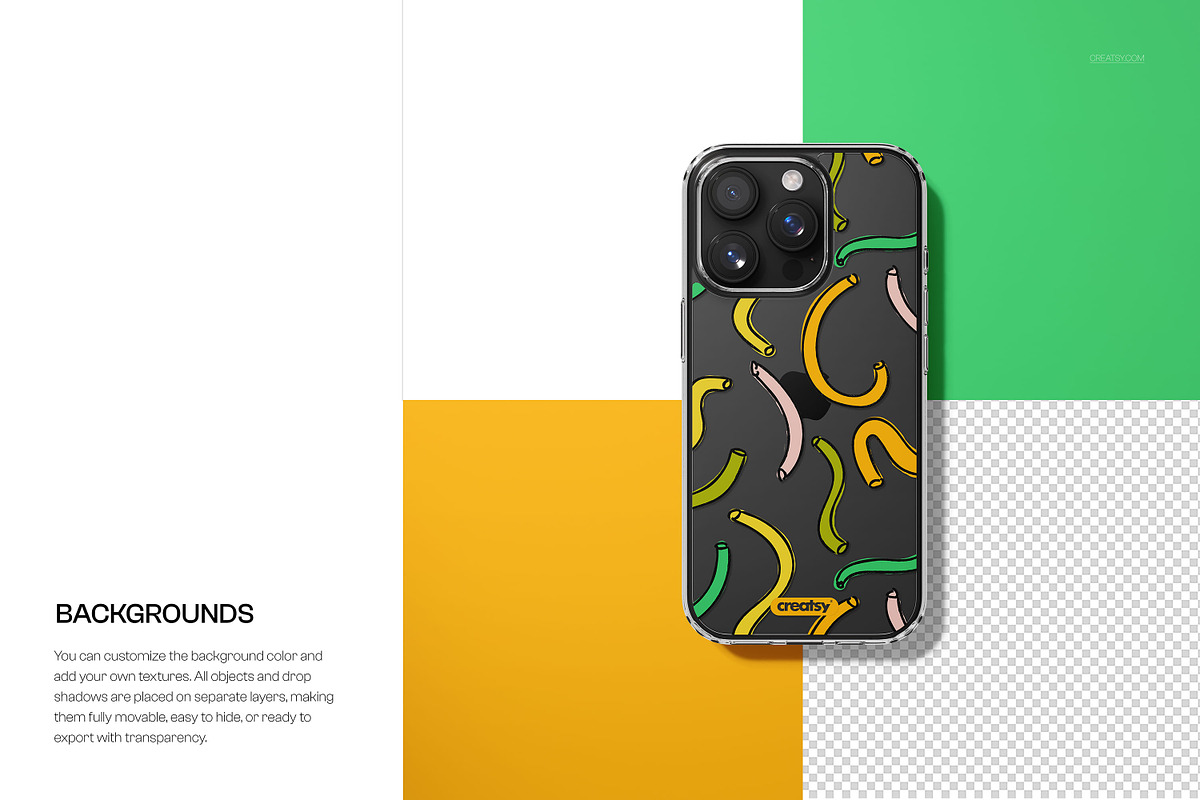 Phone 16 Pro Max Clear Case Mockup, an iPhone Mockup by creatsy5 (Photo 16 of 18)