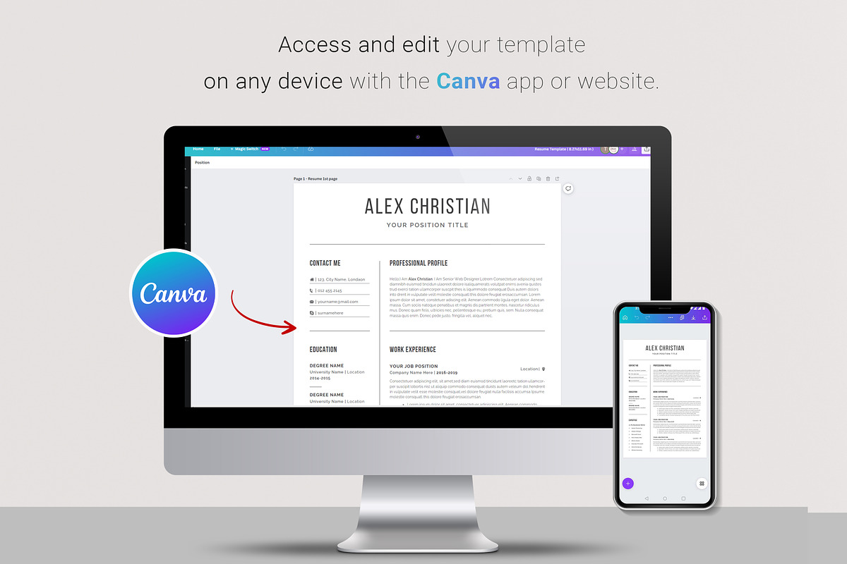 Resume / CV Template | Canva & Word, a Resume Template by CreativeZoom (Photo 3 of 9)