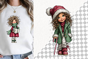 Whimsical Christmas Girl Clipart, a Seasonal Illustration by fashionaddict (Thumbnail 3 of 7)