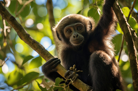 Portrait of a baby howler monkey on, a Photo by Iftikhar Alam