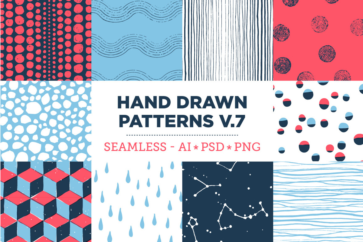 10 Seamless Hand Drawn Patterns v.7