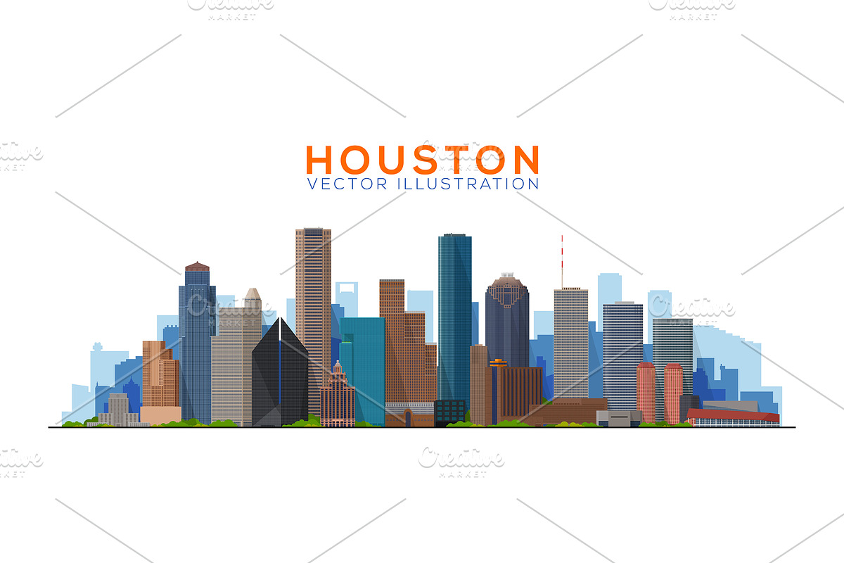 Houston Texas skyline illustration, an Illustration by Sky and glass (Photo 3 of 5)